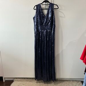 Elegant Navy Sequin Wedding Dress